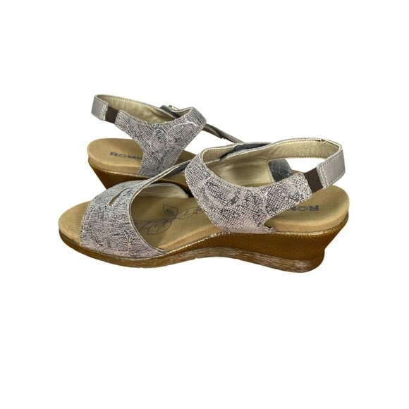 Romika Taupe Nevis 07 Leather Wedge Sandals Size 41/10 Cushioned Sole - Picture 8 of 11